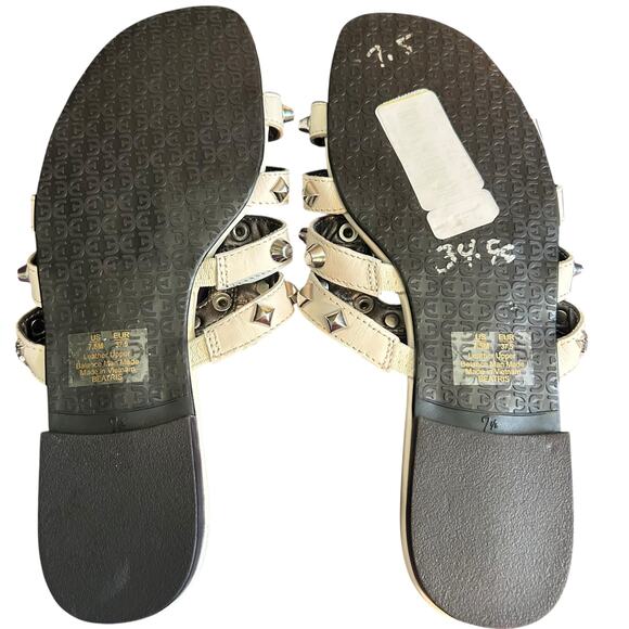 Sam Edelman White Beatris Leather Sandals SZ 7.5 Studded Slip On Casual Open Toe - Picture 6 of 7